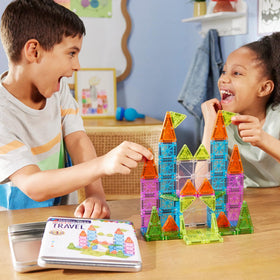 MAGNA-TILES microMAGS display demonstrates size variety for tiny builds