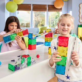 MAGNA-TILES Rail Racers track rail enables seamless magnetic connections for smooth races.
