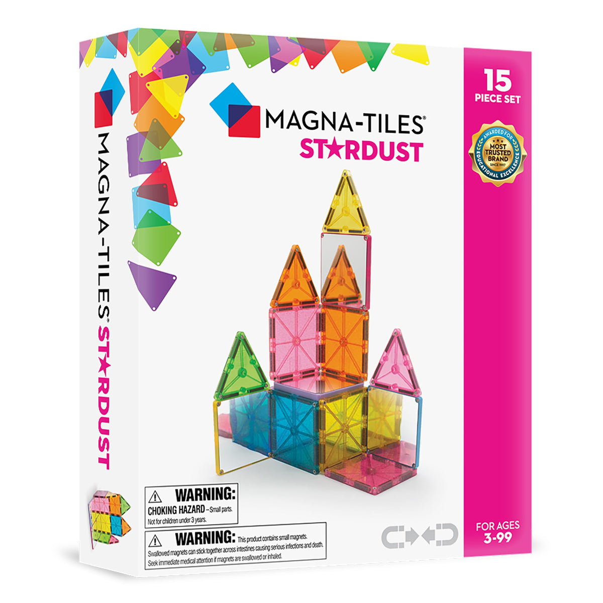 MAGNA-TILES Stardust glitter squares inspire creative, color-rich builds.