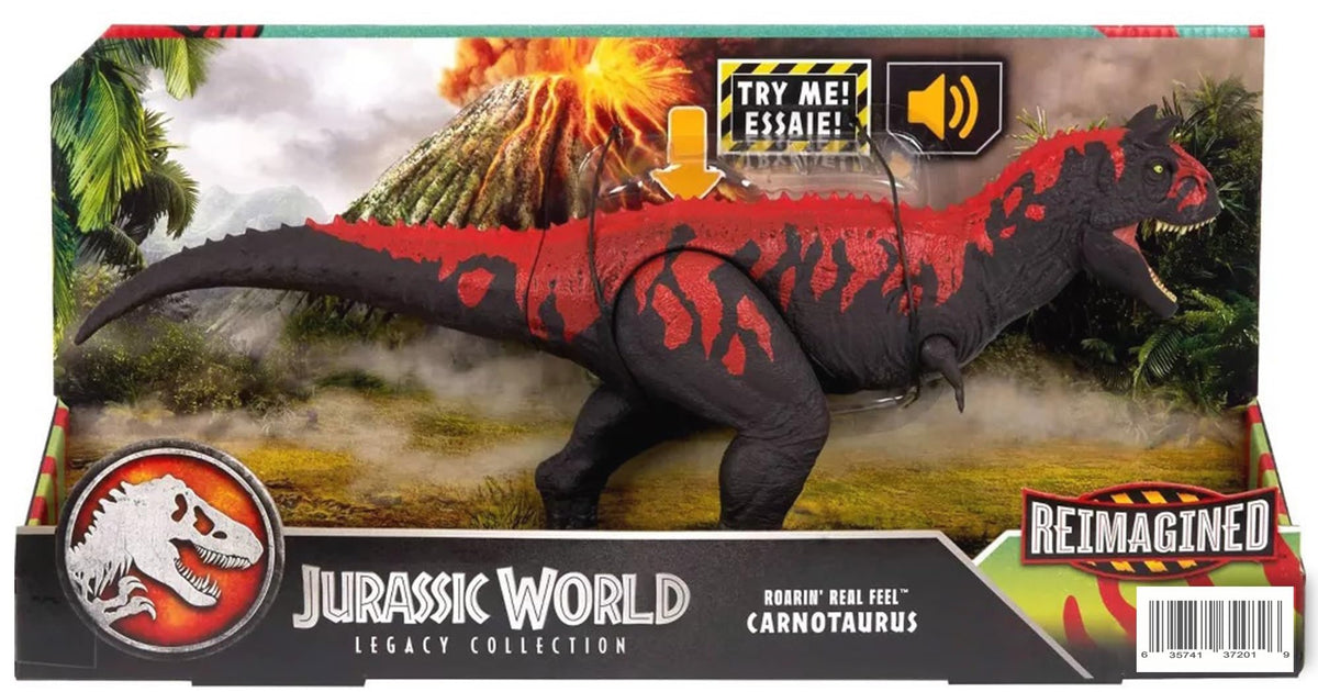 MAGNETOE Jurassic Legacy Carnotaurus front view with vivid texture for immersive play.
