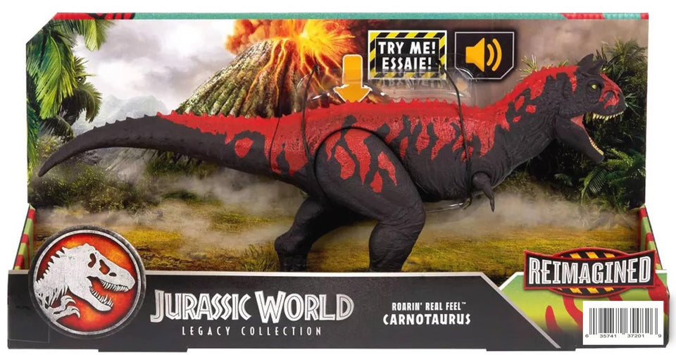 MAGNETOE Jurassic Legacy Carnotaurus front view with vivid texture for immersive play.