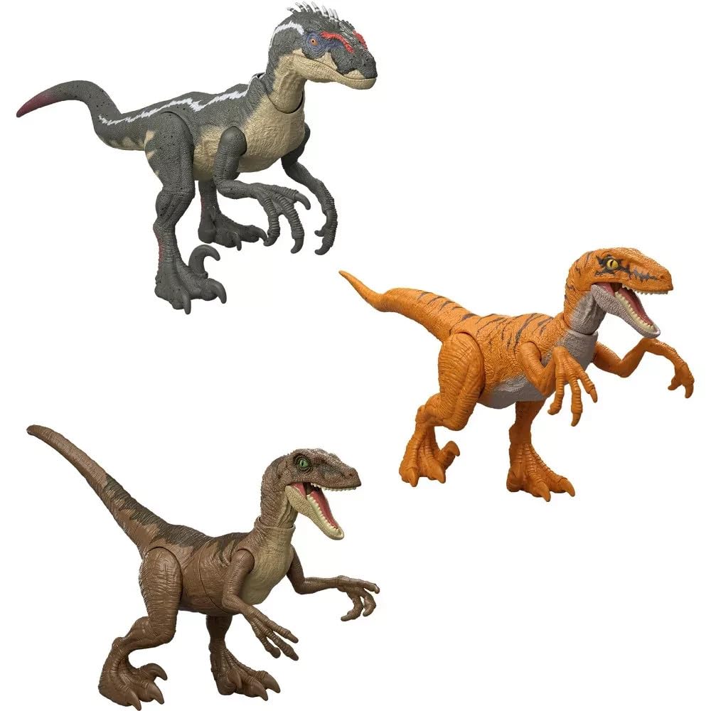 MAGNETOE Velociraptor Trilogy figures action-attack: authentic chase poses and chomping action for fun narratives