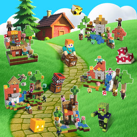 164-piece set fuels imaginative play and storytelling with colorful cubes