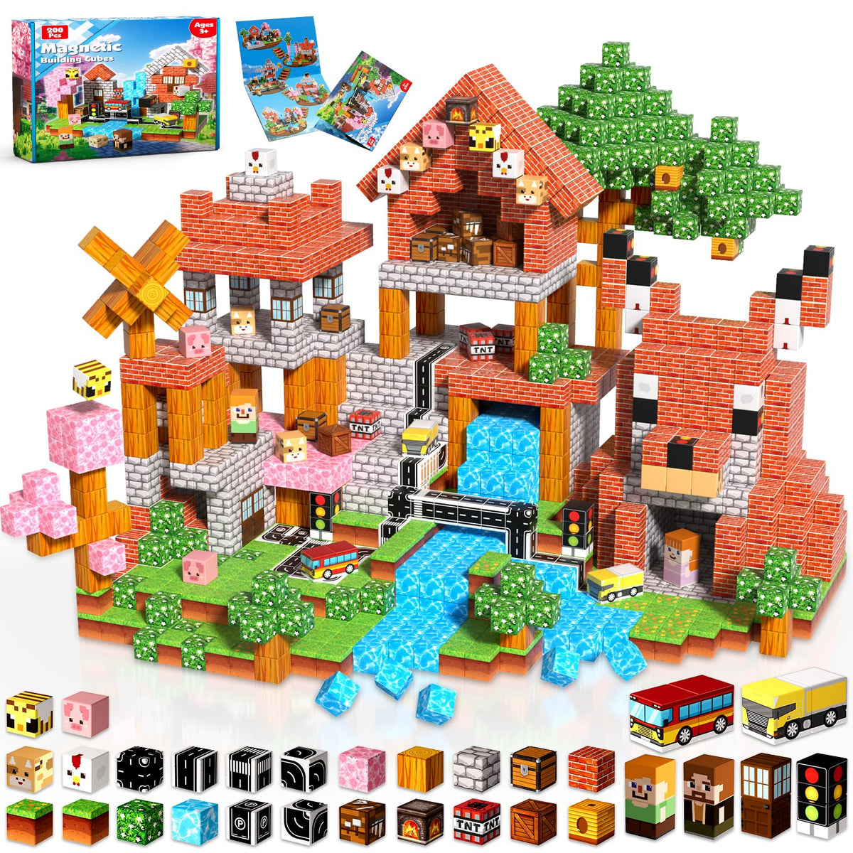 Magnetopia 200-pcs magnetic-blocks-set for endless creative play and learning