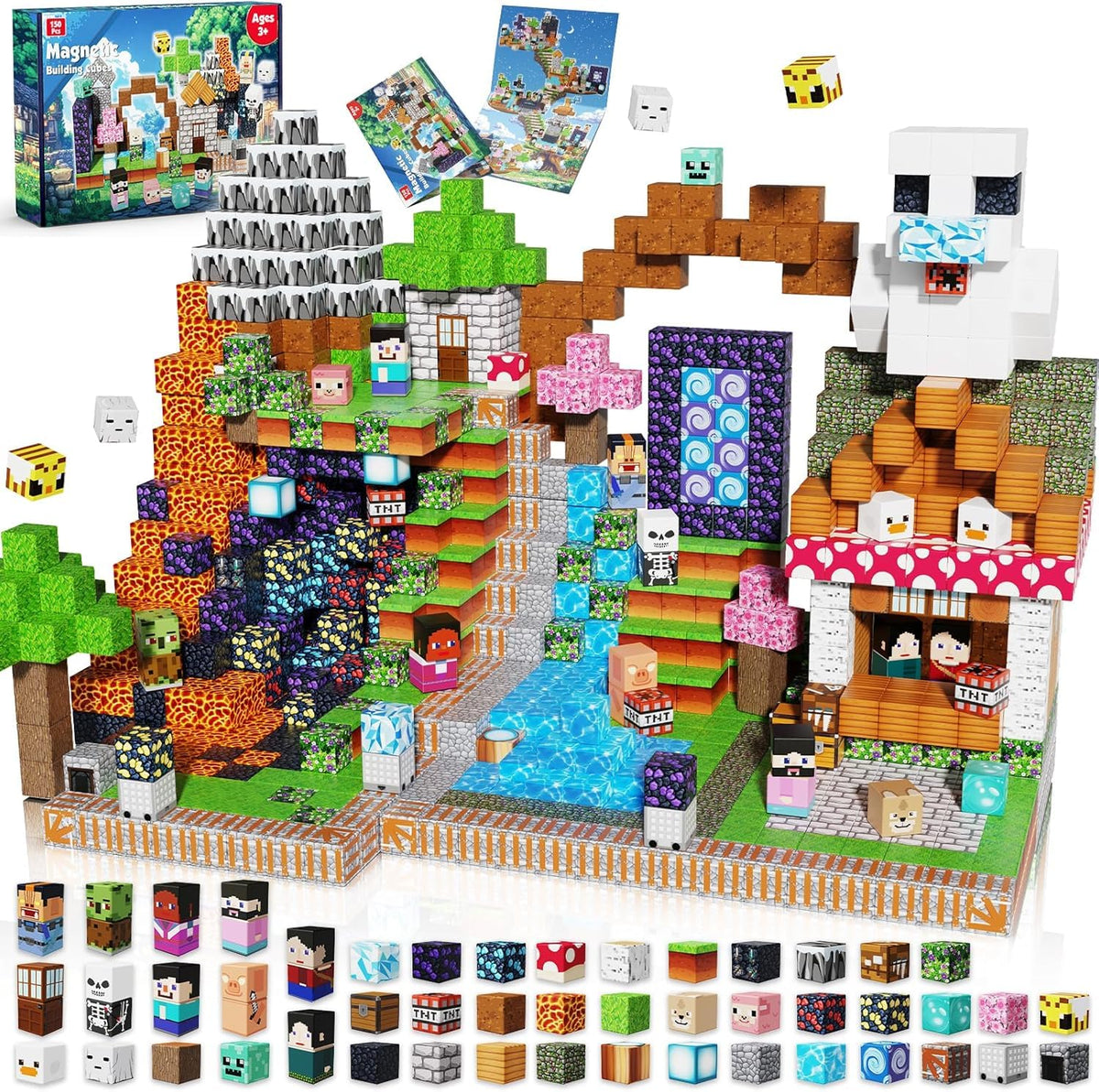 Magnetopia Magnetic Blocks 150pcs colorful cubes for creative STEM play.