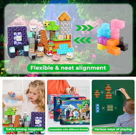 Family-friendly play session building together with Magnetopia magnetic blocks.