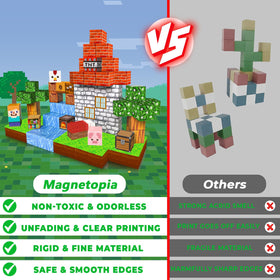 A child builds an imaginative structure with Magnetopia blocks