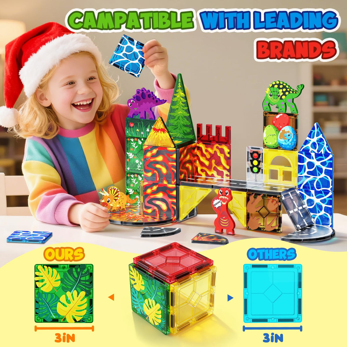 Magneverse Dino Tiles kid-friendly play setup showcases safe, tactile learning.