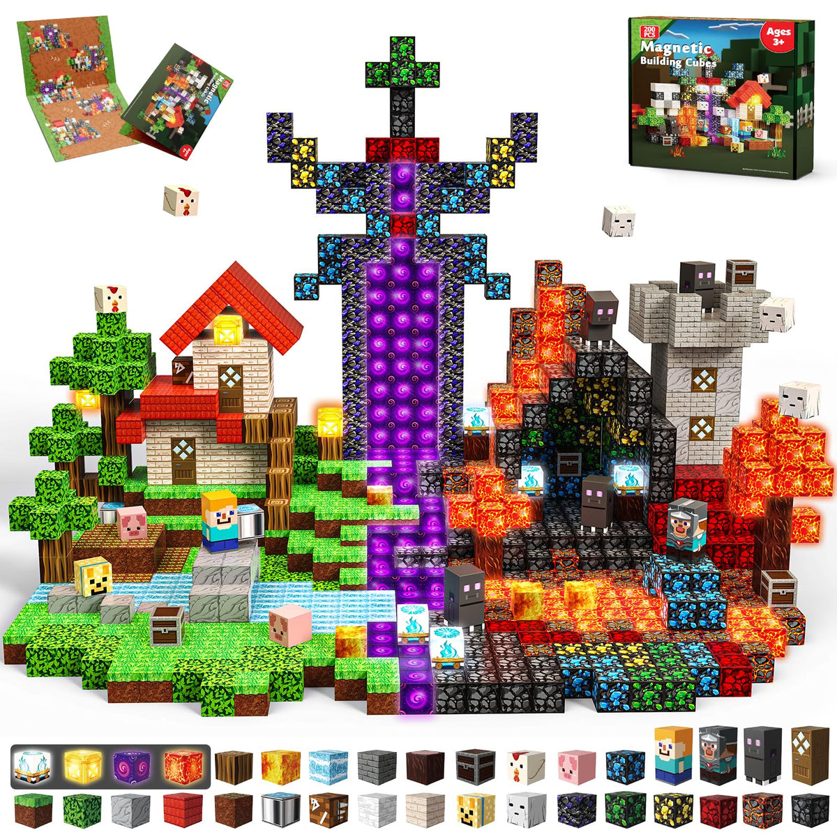 Magneverse 200pcs magnetic blocks for open-ended play and creative building