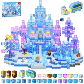 Magneverse 200pcs transparent glowing blocks illuminate creative play with crystal clarity