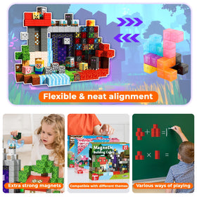 Magneverse blocks connect with other tiles to expand creative layouts