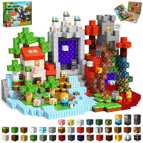 Magneverse 240pcs magnetic blocks build red cabin world for imaginative play