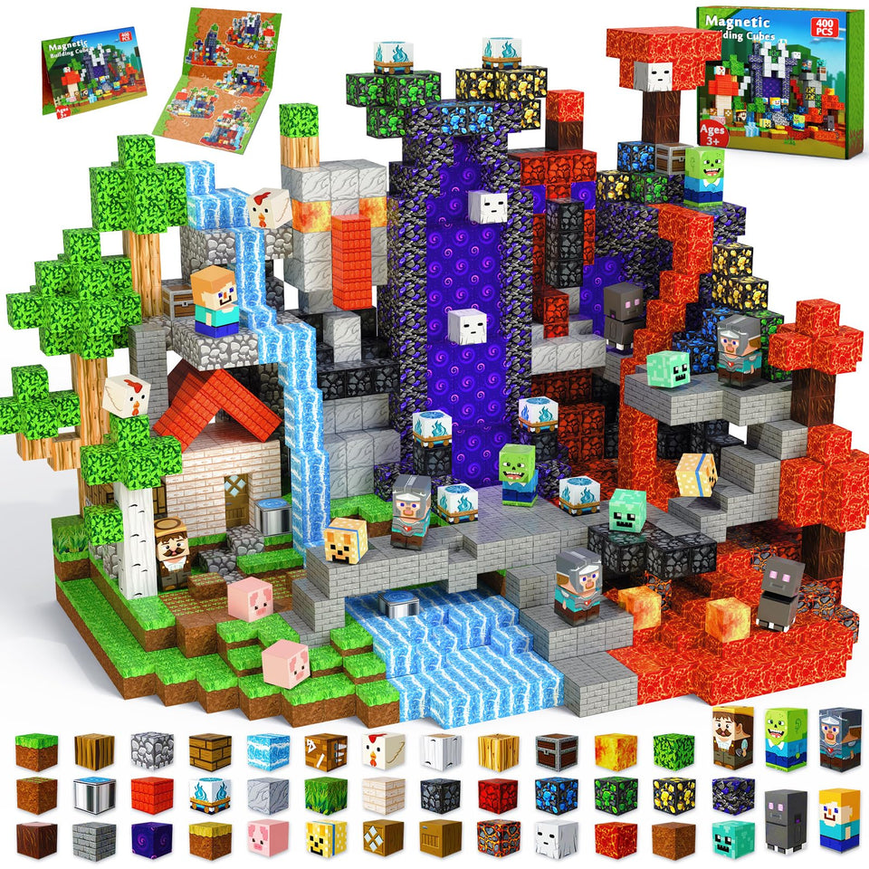 Magneverse 400 pcs magnetic blocks in three worlds boost imaginative play and storytelling.