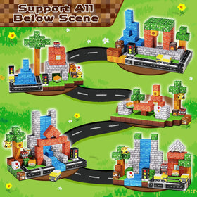 Magneverse color tiles scene: a bright grass landscape built for imaginative play.