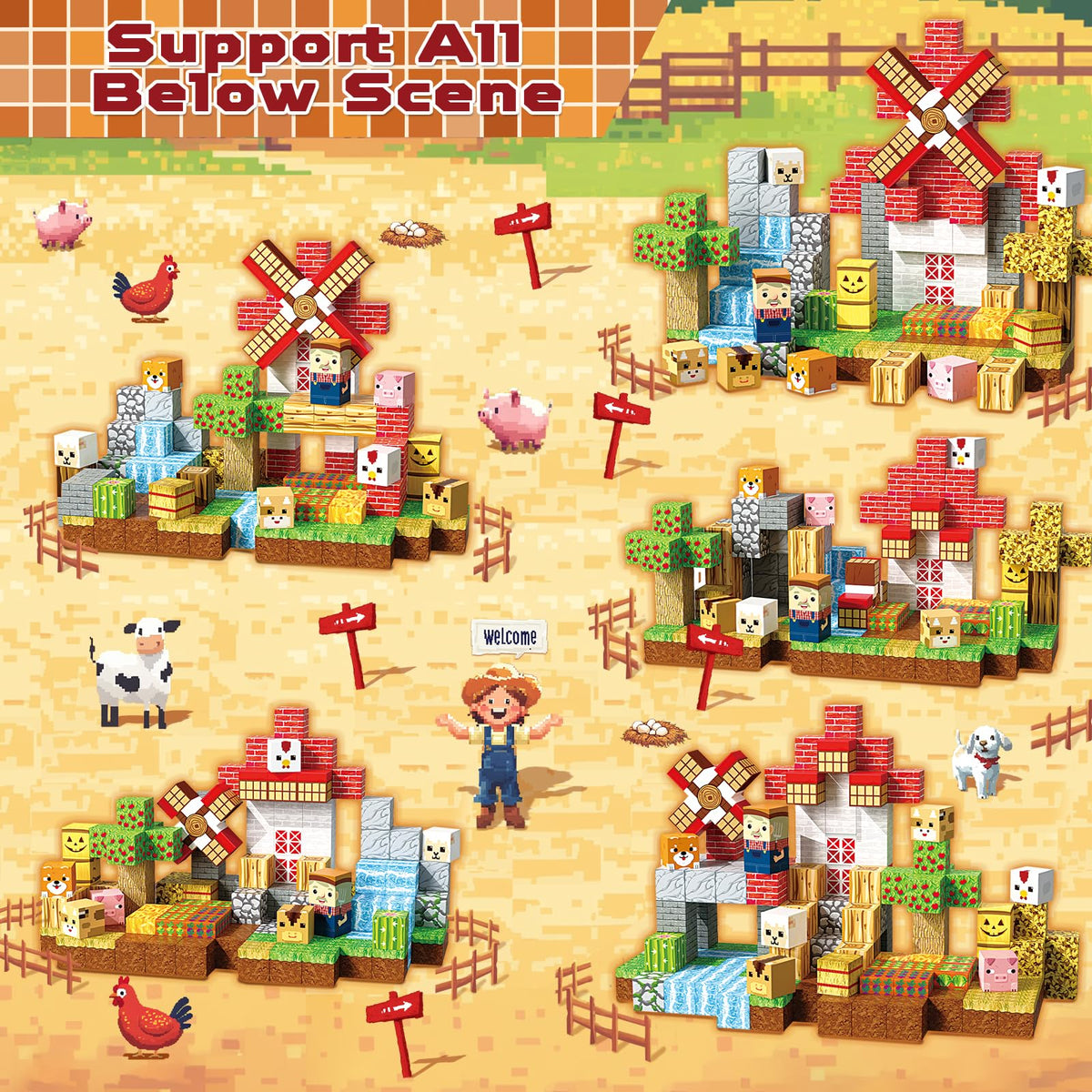 Magneverse farm crops blocks for designing expansive countryside landscapes.