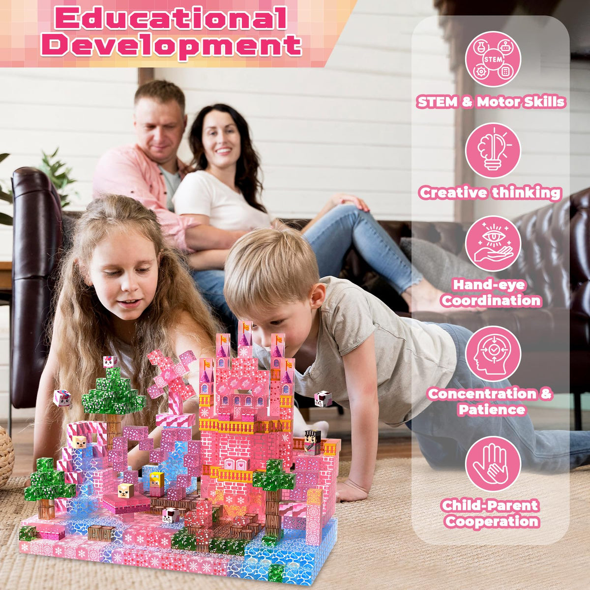 Magneverse imaginative play blocks support creative exploration for ages three to twelve.