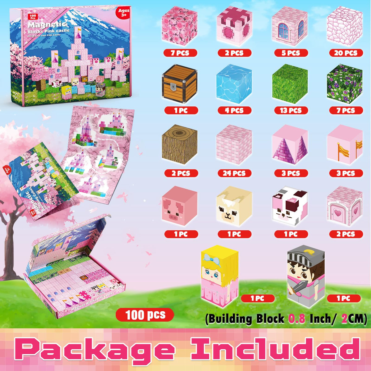 Magneverse magnetic tiles click together to form sturdy castle structures.