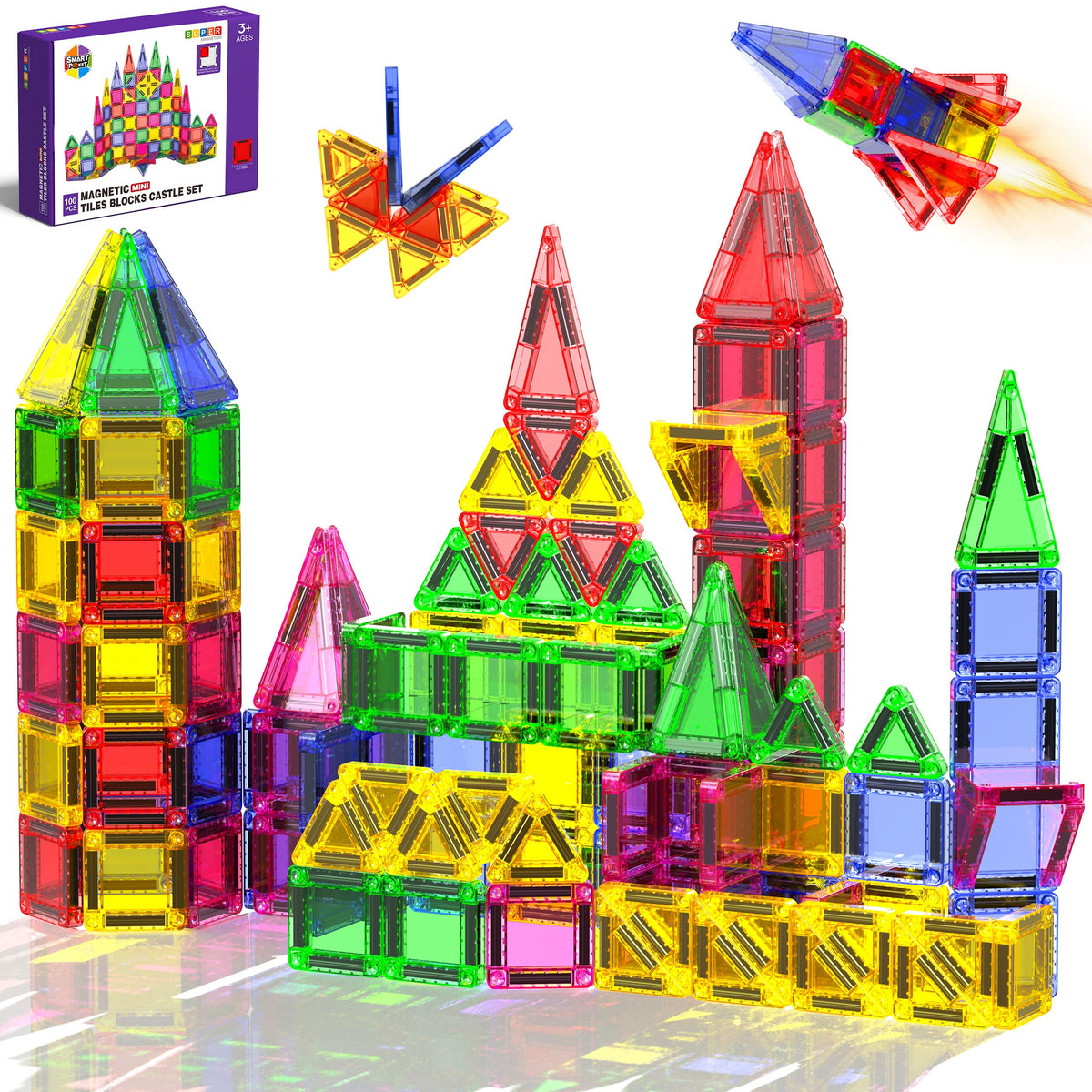 Magneverse mini magnetic tiles in travel box enable portable play on trips
