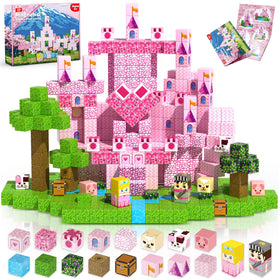 Magneverse pink castle blocks spark imaginative play and fine motor skills.