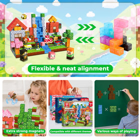 Magneverse set with colorful shapes invites sensory exploration.