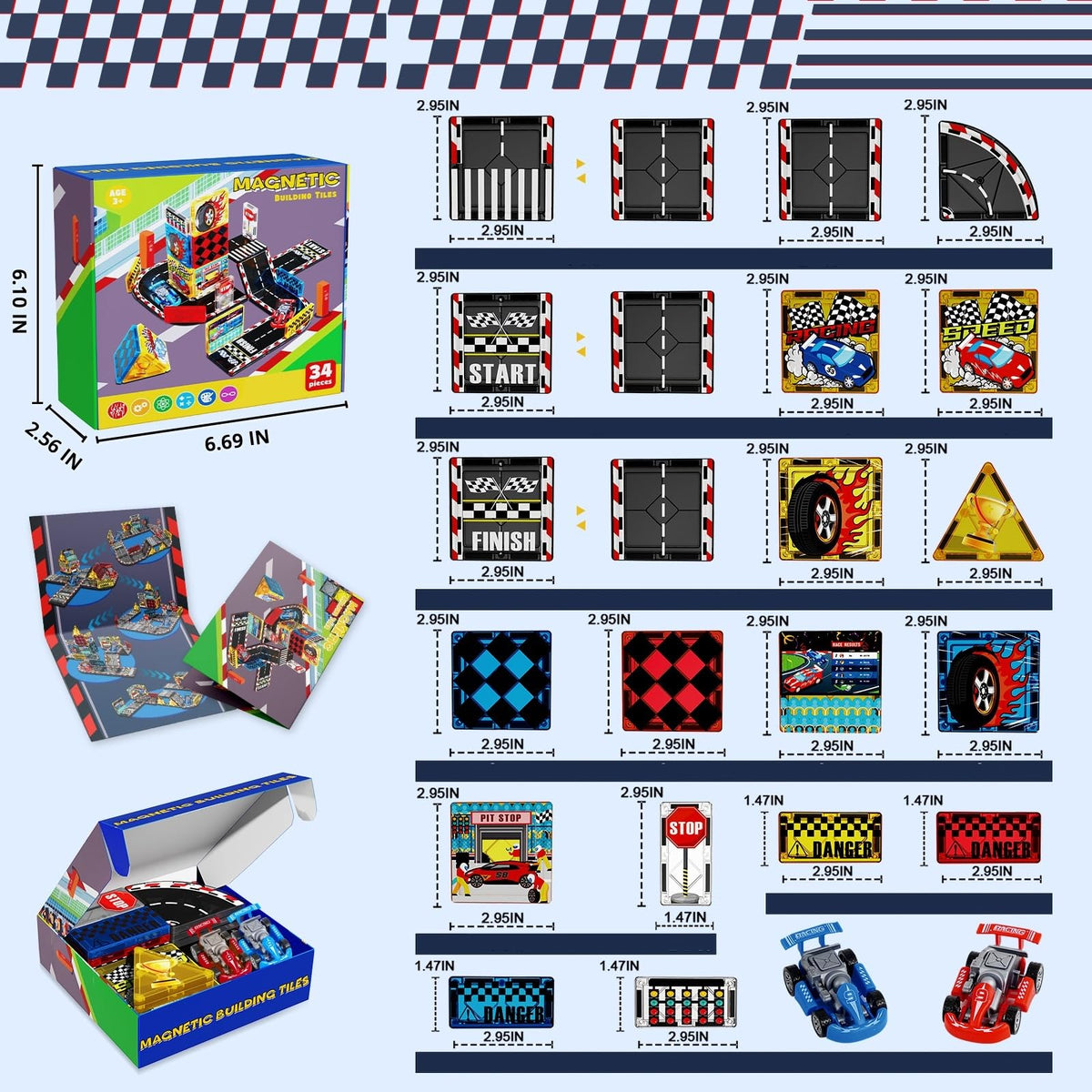 Magneverse two racer cars ready for fast, interactive play