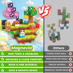Magnevia blocks connected by strong magnets for stable builds