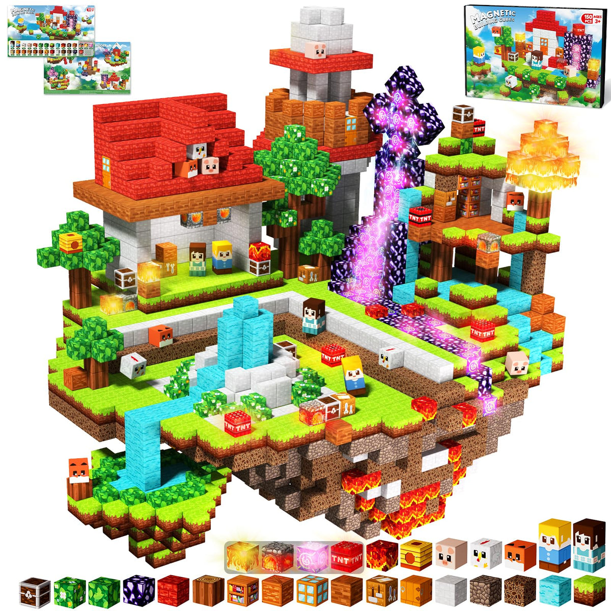 Magnevia magnetic blocks with light-up feature enabling imaginative play and glow effects