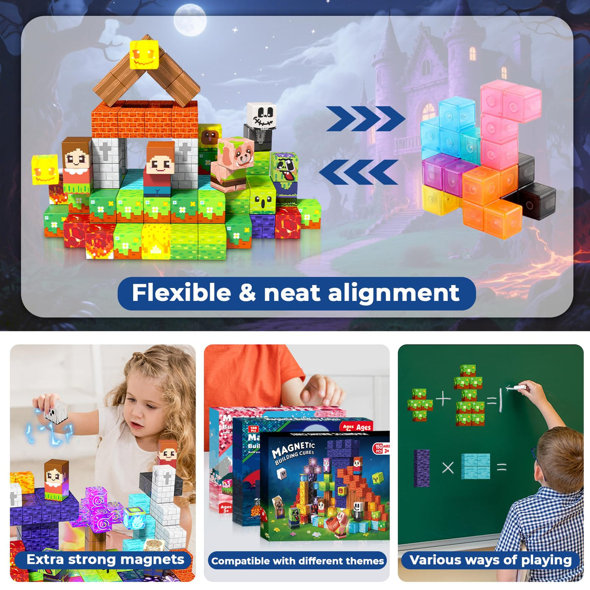 Magnevia versatile magnetic blocks work with other toys for endless configurations