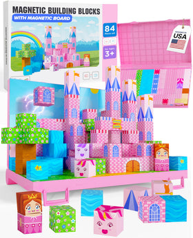 Magnezo princess castle magnetic cubes on board for imaginative building