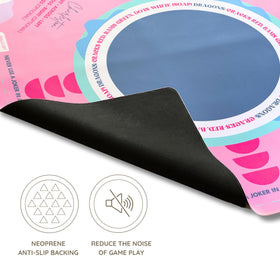 Magnolia Mahjong neoprene mat pink back non-slip captures secure gameplay on any table.