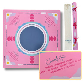 Magnolia Mahjong neoprene mat pink top view offers a quiet, stable playing surface.