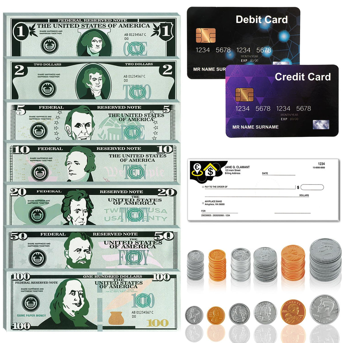Magology bills and coins set for counting practice and early math skills.