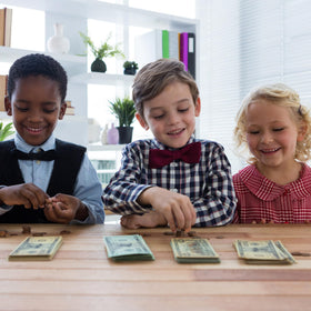 MAGLOGY colorful money bills pile for sensory learning and pretend shopping