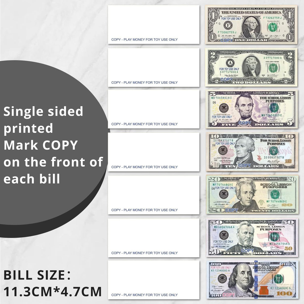 MAGLOGY dollar denominations displayed for early math practice