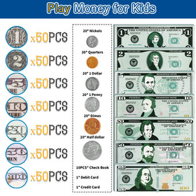 Magology double-sided money bills with clear printing for pretend play.