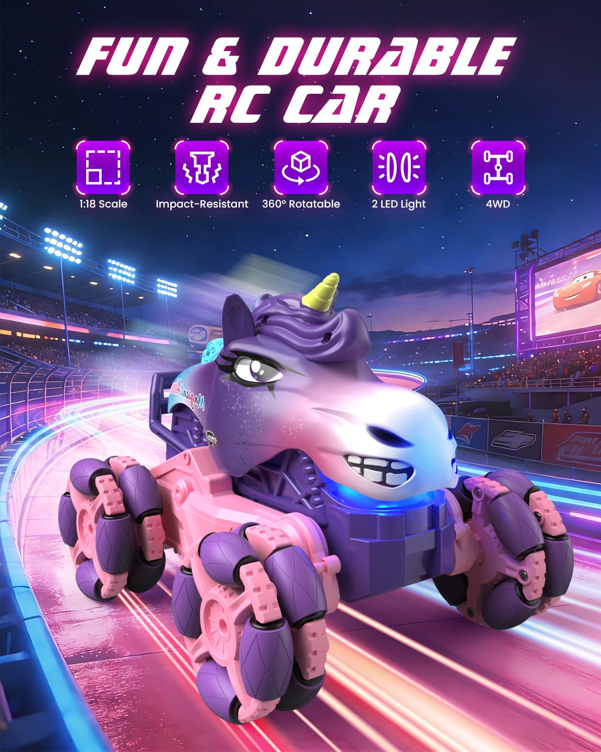 MAGTHIC kids playing with the pink unicorn truck enjoys safe family friendly fun