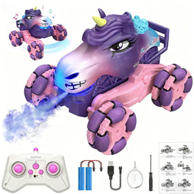 MAGTHIC pink unicorn monster truck glows with LEDs for easy indoor-outdoor play