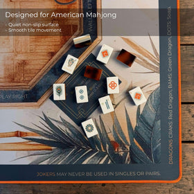 Mahjong Atelier Terra Edition amber-hues image enhances warm atmosphere for game nights.