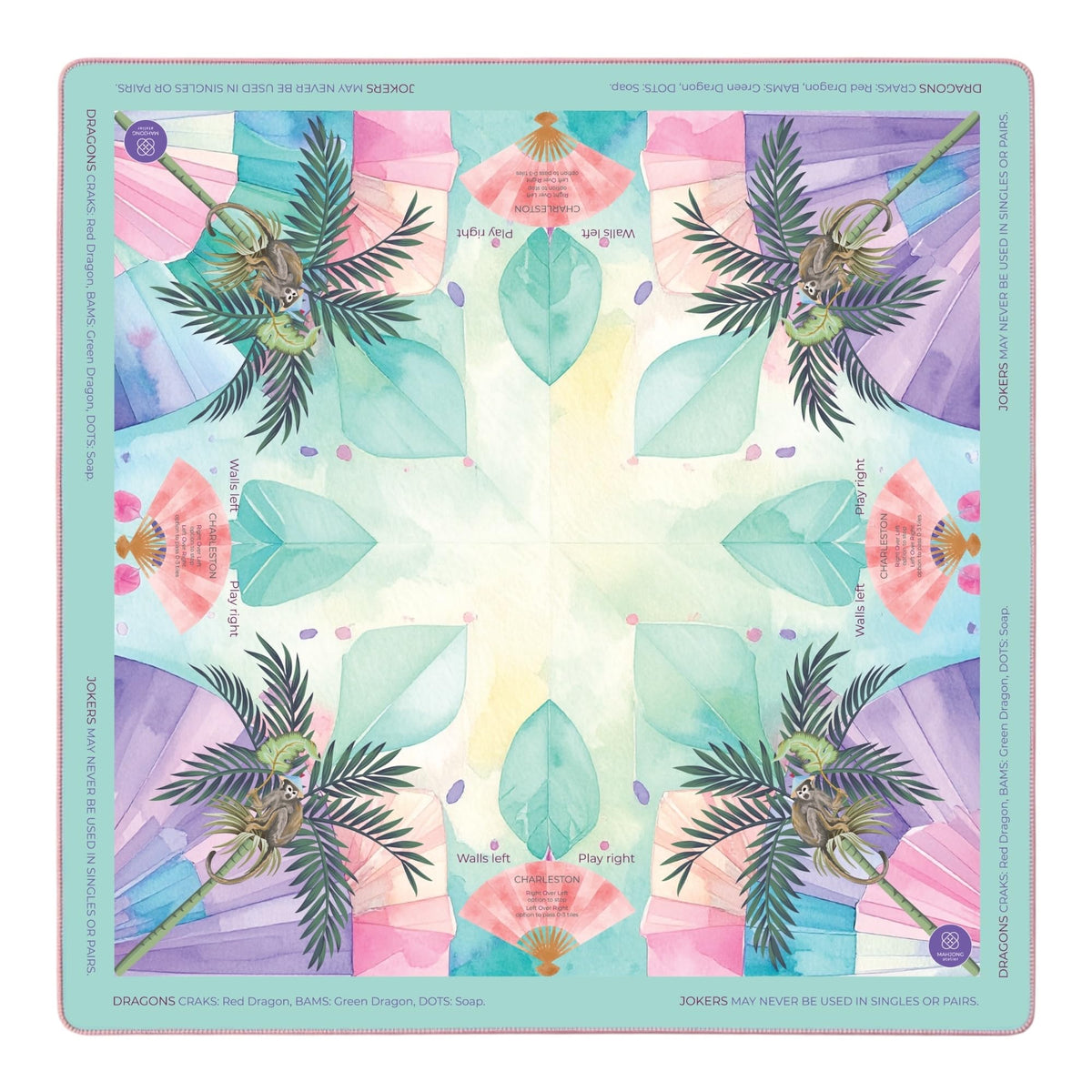 Mahjong Atelier Bloom Floral mat top view for stylish game nights.