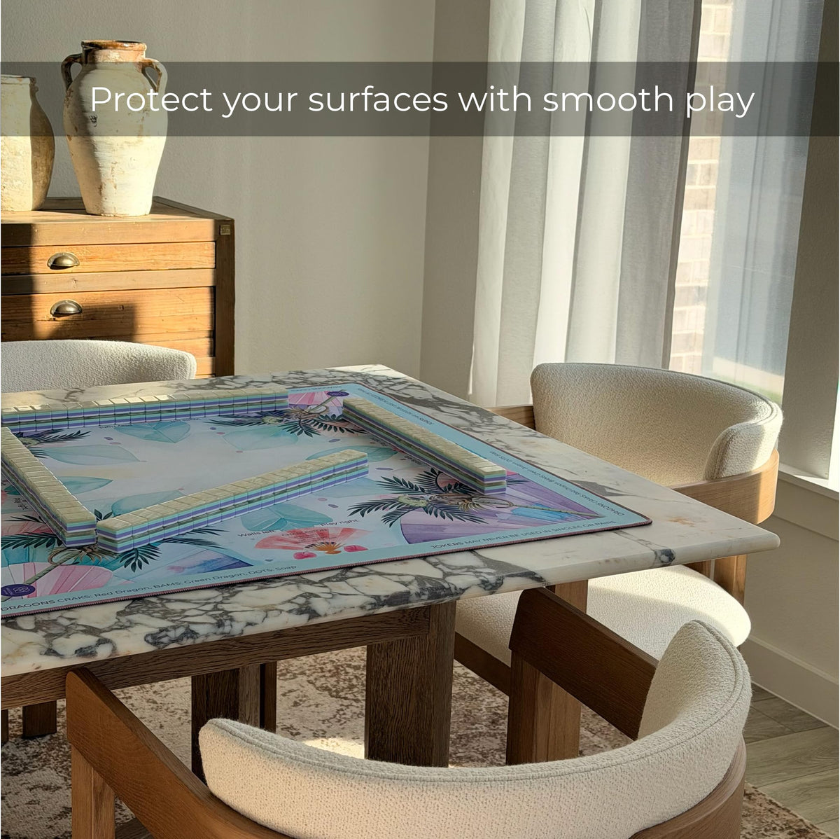 Non-slip rubber backing keeps mat steady during play.