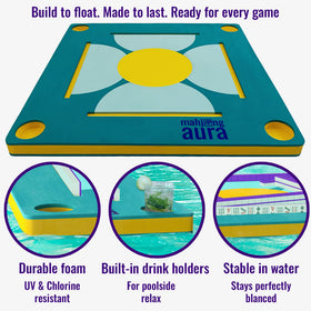 Mahjong Aura family playing cards on the floating pool table