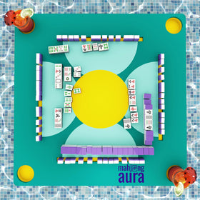 Mahjong Aura floating table on pool for easy poolside play