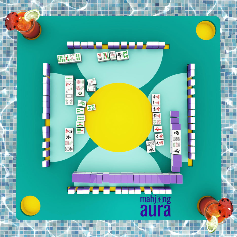 Mahjong Aura floating table on pool for easy poolside play