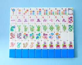 Mahjong Co. Blossom tiles front view with vibrant, durable designs for easy learning