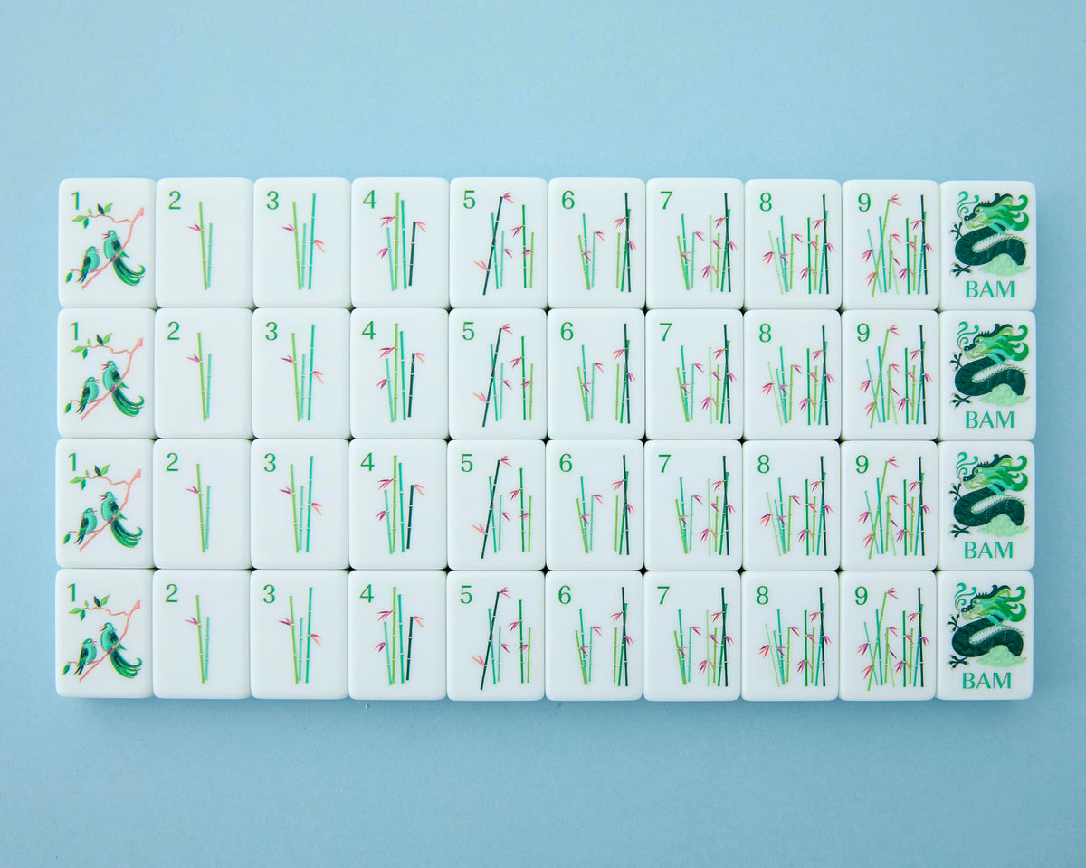 Mahjong Co Celestial flowers and jokers close-up, decorative details inviting playful hand variety.