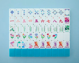 Mahjong Co Celestial tiles close-up, vibrant acrylic finish for long-lasting play.