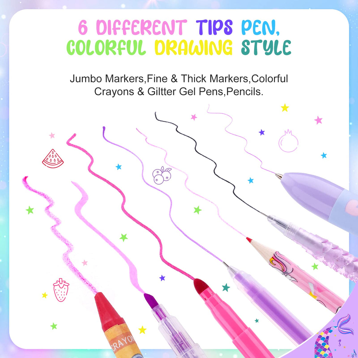 MAIGOZON sparkly mermaid pencil case keeps supplies neatly stored.