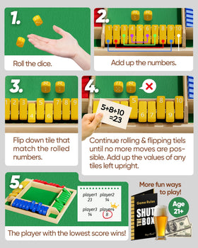 Maiji Planet Shut The Box dice and tiles highlight tactile components for engaging math play.