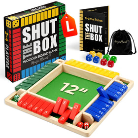 Maiji Planet Shut The Box Game Set on wood board for family bonding and quick brain-teasers.