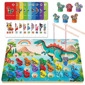Mailuren dinosaur magnetic fishing board promotes early alphabet exploration and fine motor play.